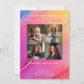 Pink Marble Milestone Collage QR Code Kaart (Voorkant)