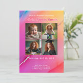 Pink Marble Milestone Collage QR Code Kaart (Staand voorkant)