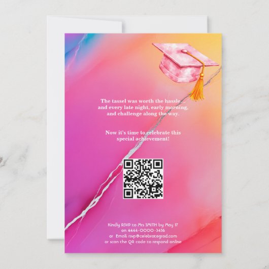 Pink Marble Milestone Collage QR Code Kaart (Achterkant)