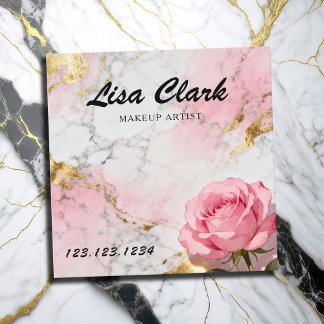 Pink Marble Rose Gold Makeup Artist Beauty Vierkante Visitekaartje