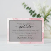 Pink Marble Script Sympathy Funeral Bedankkaart (Staand voorkant)