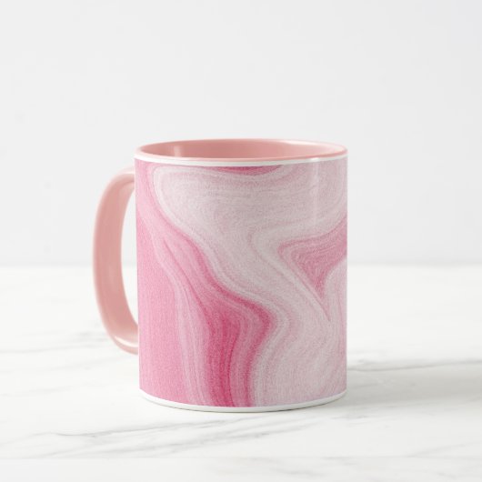 Pink Marble Swirl Pattern – Aesthetic Abstract Mok (Voorkant links)