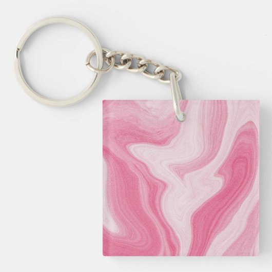 Pink Marble Swirl Pattern – Aesthetic Abstract Sleutelhanger (voorkant)