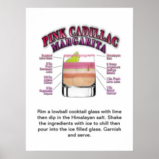 PINK MARGARITA Cocktail Recipe 18 x 24-inch Art Po Poster