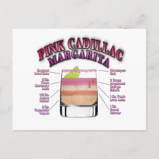 PINK MARGARITA Cocktail Recipe Art Briefkaart (Voorkant)