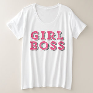 Pink Marquee Typography Girl Boss Statement Grote Maat T-shirt
