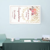 Pink Marsala Gold Glitter Bloemen Pensioen Spandoek (Beurs)