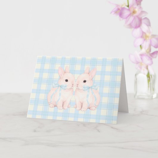 Pink Marshmallow Bunny Rabbits Easter Kaart (Orchidee)