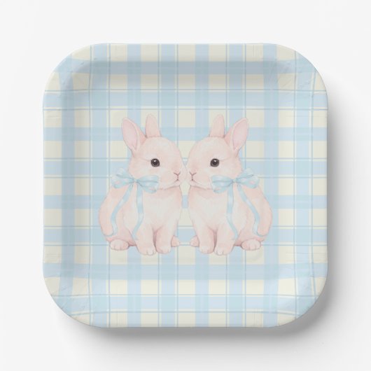 Pink Marshmallow Bunny Rabbits Easter Papieren Bordje (Voorkant)