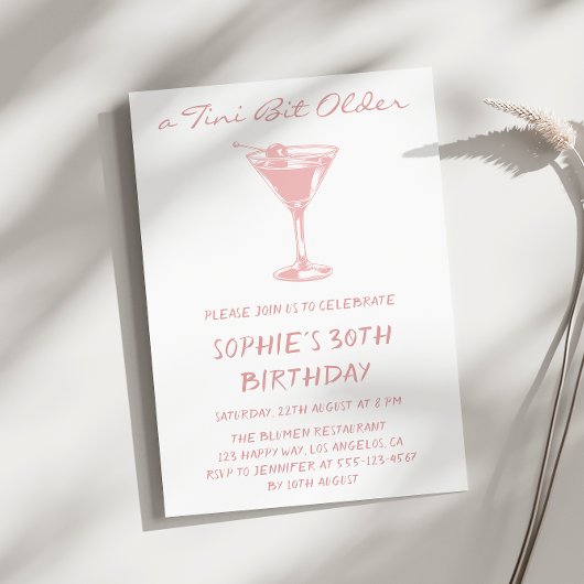 Pink Martini A Tini Bit Older 30th Birthday Kaart