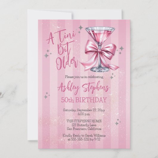 Pink Martini A Tini Bit Older 50th Birthday Party Kaart (Voorkant)