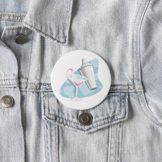 Pink Martini-cocktail en zilveren shaker Ronde Button 7,6 Cm