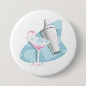 Pink Martini-cocktail en zilveren shaker Ronde Button 7,6 Cm (Voorkant)