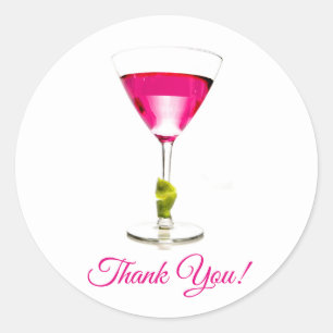 Pink Martini Cocktailparty Bedankt Ronde Sticker