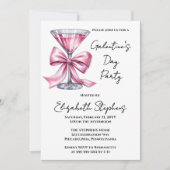 Pink Martini Coquette Bow Galantine's Day Party Kaart (Voorkant)