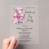 Pink Martini Coquette Bow Valantine's Day Party Acryl Uitnodigingen (Insitu (Draagbaar))