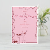 Pink Martini Glasse – Valentijnsdagfeest  Feestdagenkaart (Staand voorkant)