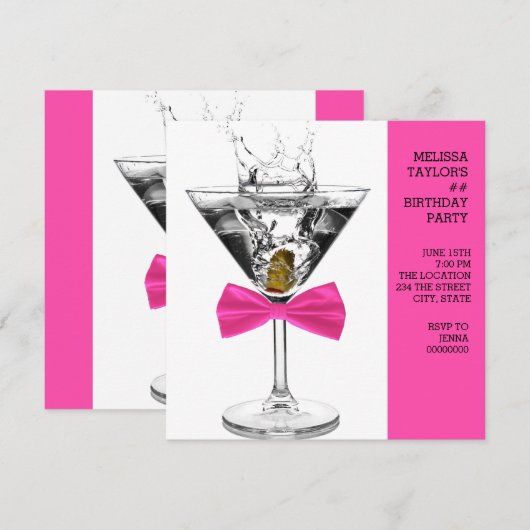 Pink Martini verjaardagsfeestje Kaart (Voorkant / Achterkant)