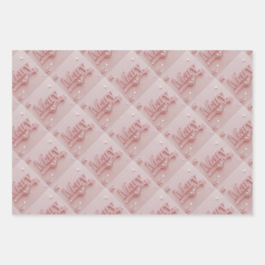 Pink Mary Starry Wrapping Paper (Voorkant 3)