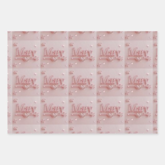 Pink Mary Starry Wrapping Paper (Voorkant 2)