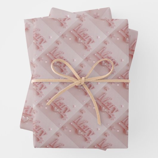 Pink Mary Starry Wrapping Paper (In situ)