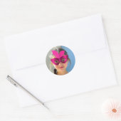 Pink Mask Classic Round Sticker (Envelop)