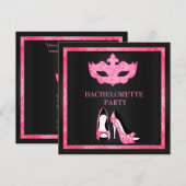 PINK MASK ELEGANT BACHELORETTE MASQUERADE PARTIJ KAART (Voorkant / Achterkant)