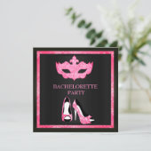 PINK MASK ELEGANT BACHELORETTE MASQUERADE PARTIJ KAART (Staand voorkant)