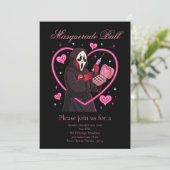 Pink Mask Halloween-feest Kaart (Staand voorkant)