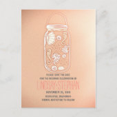 Pink Mason Jar Beach Wedding Bewaar de datum Aankondigingskaart (Voorkant)