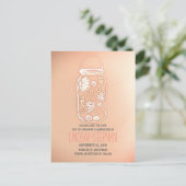 Pink Mason Jar Beach Wedding Bewaar de datum Aankondigingskaart (Staand voorkant)