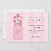 Pink Mason Jar Flowers Vrijgezellenfeest Party Uit Kaart (Voorkant)