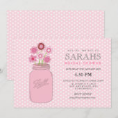 Pink Mason Jar Flowers Vrijgezellenfeest Party Uit Kaart (Voorkant / Achterkant)