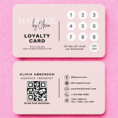Pink Massage Therapy Loyalty Card with QR Code Visitekaartje