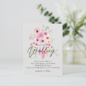 Pink Mauve BOHO Floral Feather Budget Weddenschap Briefkaart (Staand voorkant)