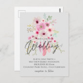 Pink Mauve BOHO Floral Feather Budget Weddenschap Briefkaart (Voorkant / Achterkant)