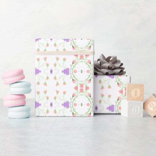 Pink Mauve en koraal Cadeaupapier (Baby Shower)