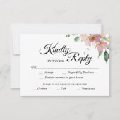 Pink Mauve  Floral Meal Choice Weddenschap RSVP Kaartje (Voorkant)