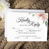 Pink Mauve  Floral Meal Choice Weddenschap RSVP Kaartje