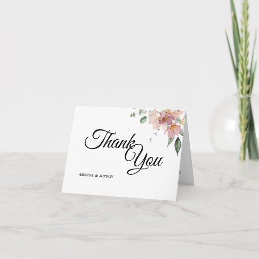 Pink Mauve Floral Weddenschap Hartelijk dank Bedankkaart (Voorkant)