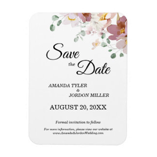 Pink Mauve  Floral Wedding Save the Date Magneet