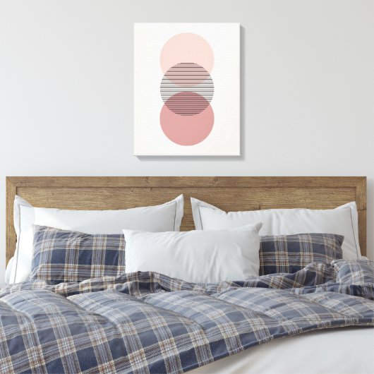 Pink & Mauve Minimalist Circle Wall Art Canvas (Insitu (Slaapkamer))