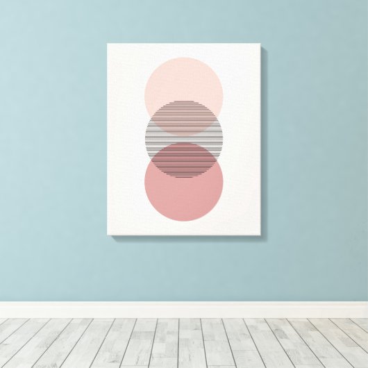 Pink & Mauve Minimalist Circle Wall Art Canvas (Insitu (Houten vloer))