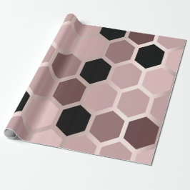 Pink Mauve Roos Gold Geometry Honeycomb Hexagon Cadeaupapier