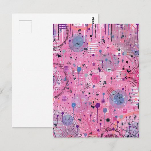 Pink Maximalist Abstract Art Briefkaart (Voorkant / Achterkant)