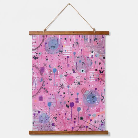 Pink Maximalist Abstract Art Hangend Wandkleed (Voorkant)