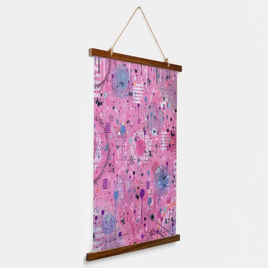 Pink Maximalist Abstract Art Hangend Wandkleed (Gebogen)