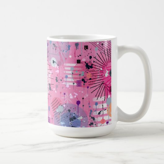 Pink Maximalist Abstract Art  Koffiemok (Rechts)