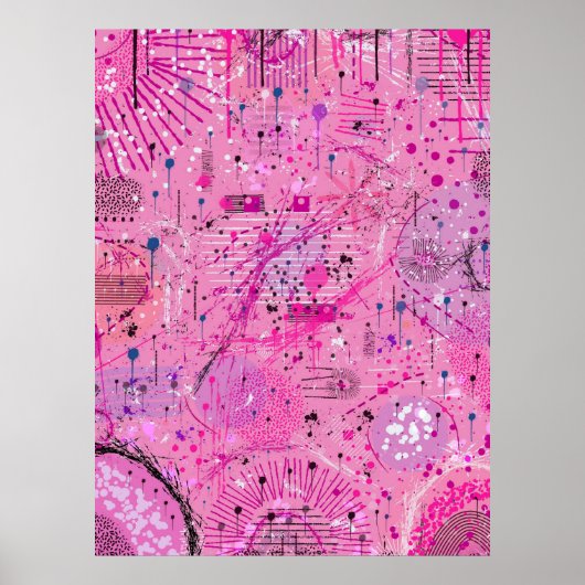 Pink Maximalist Abstract: Raspberry Sundae Poster (Voorkant)
