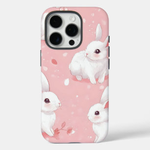 Pink Meadow Bunny Floral Garden iPhone 16 Pro Hoesje